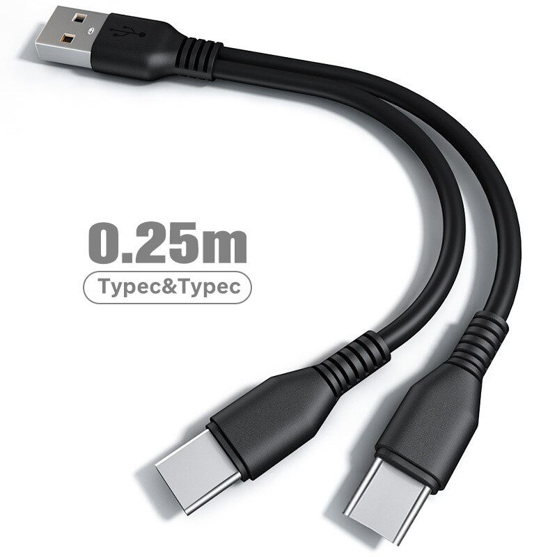 2 em 1 usb c cabo do telefone móvel carregador cabo divisor micro usb curto cabo para vivo oppo tipo c cabo de carga para xiaomi huawei: type c 1to2 25cm