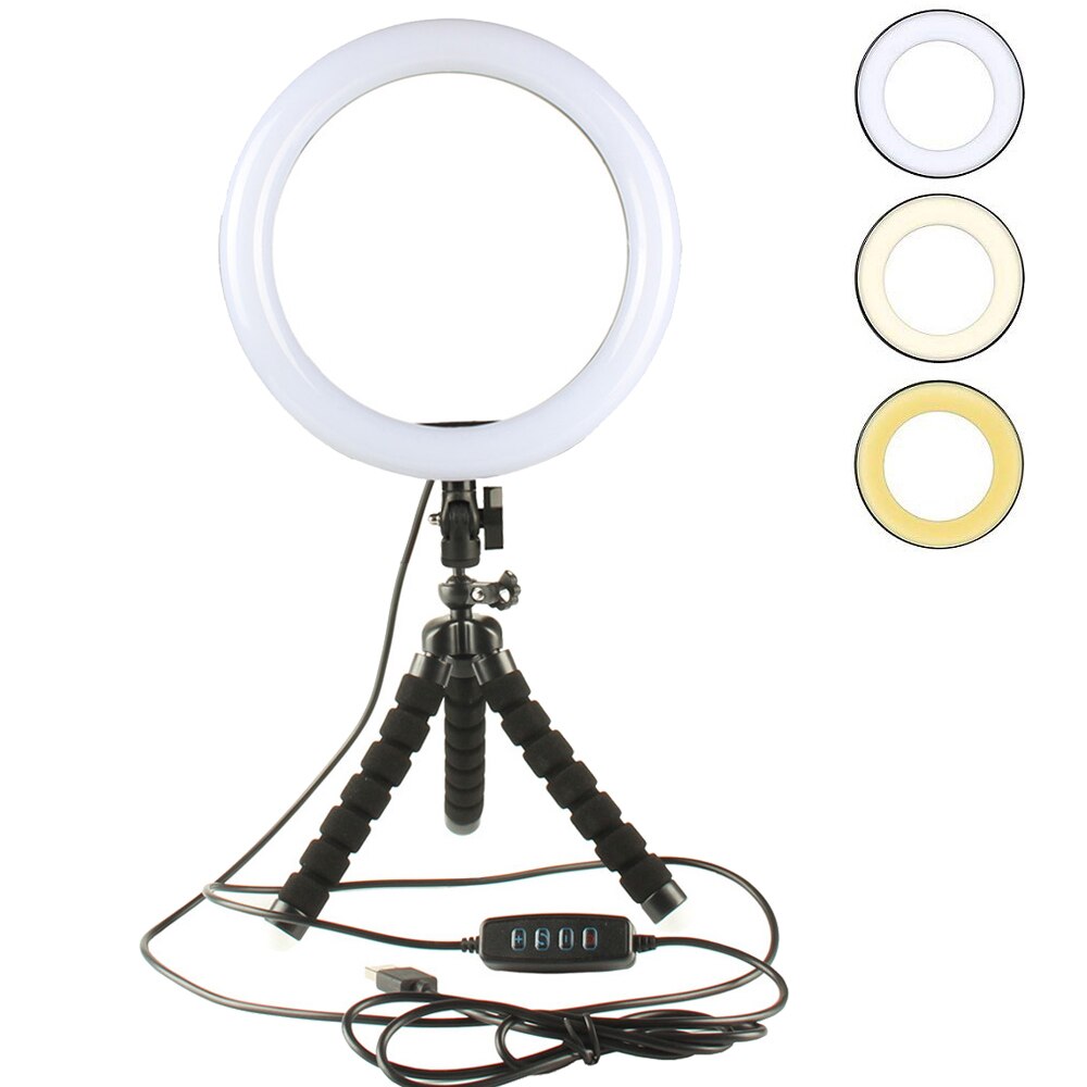 Fotografie Kit LED 16/26cm Selfie Stok Ring Licht Dimbare Camera Telefoon Studio Video Make Lamp met Flexibele octopus Statief