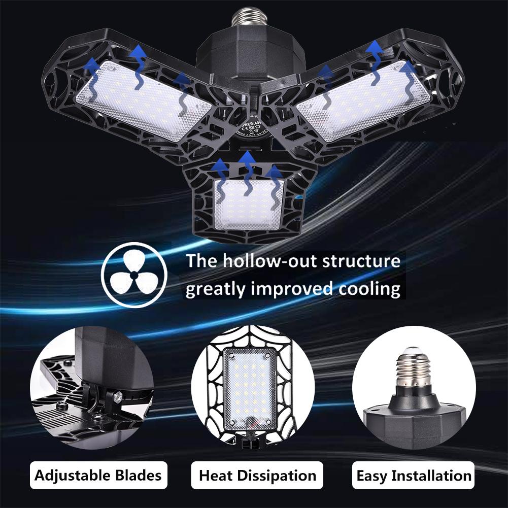 60W/6000LM /30W LED Adjustable Three Light Garage Lamp High Bay Light UFO Workshop Parking Warehouse Lamp IP65 85-265v E27/E26