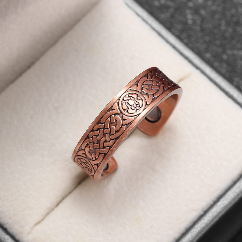 Anillo magnético con apertura de cobre ondulado a la Retro, accesorios de joyería Retro multifuncionales para hombres y mujeres: Plata
