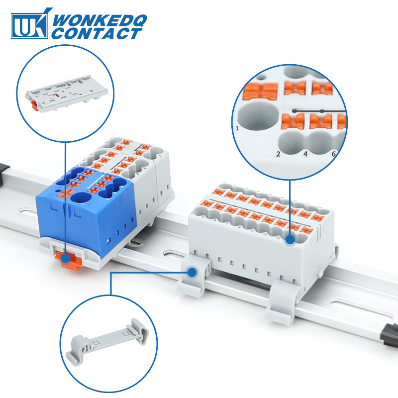 Distribution block ptfix 2,5 mm2 2/4/6/7/12/13/18/19 connection push-in electric power terminal block connector mount on din rail