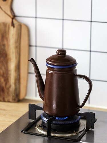 1Pc 800Ml Koffie Fornuis Ketel Emaille Pot Huishouden Kant Koffie Pot Keuken Kokend Water Theepot Reuzel Koffie Waterkoker: Dark Brown