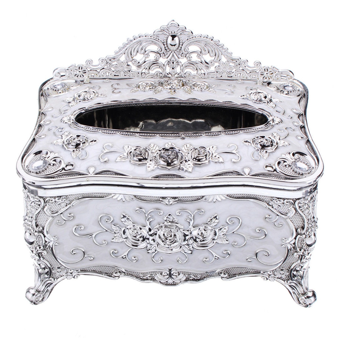 JX-LCLYL Gold Tissue Box Cover Chic Napkin Case Holder Hotel Home Decor Organizer: White