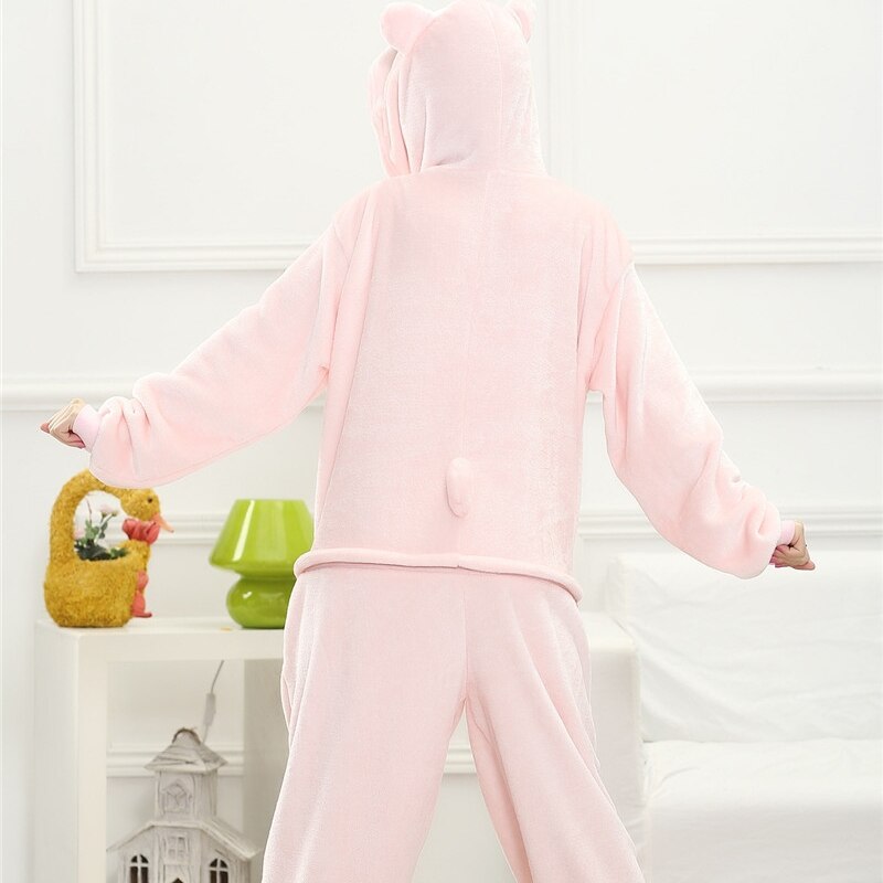 Animal Pig Kigurumi Onesie Adult Teenagers Women Pijama Pajamas Funny Flannel Warm Soft Pink Onepiece Night Home Jumpsuit