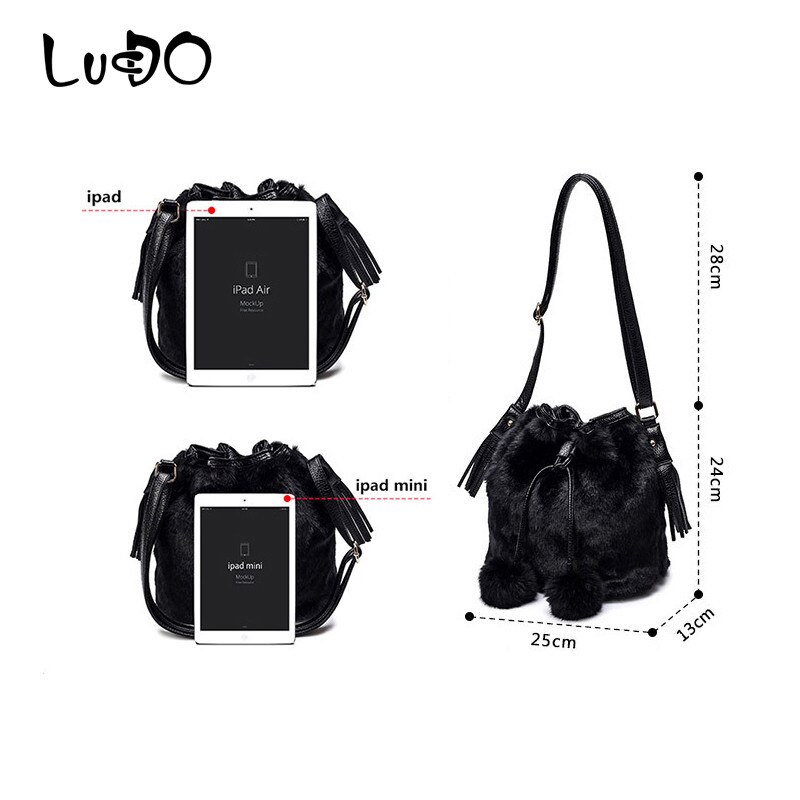 Lucdo Herfst Winter Mode Vrouwen Schoudertas Dames Crossbody Tas Luipaard Pluche Bont Harige Vrouwelijke Tassen Kwastje Bal Bolsos Mujer