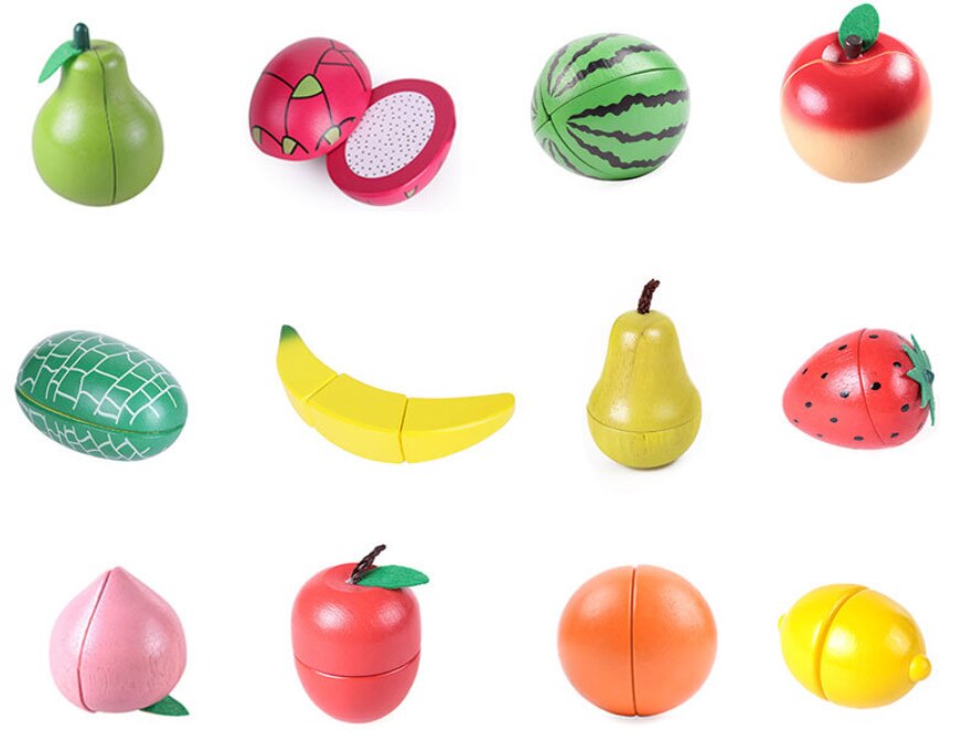 Montessori Educational Toy wooden kitchen toy fruit cutting avocado cut fruit toy house food toy Pretend Play Toy Christmas