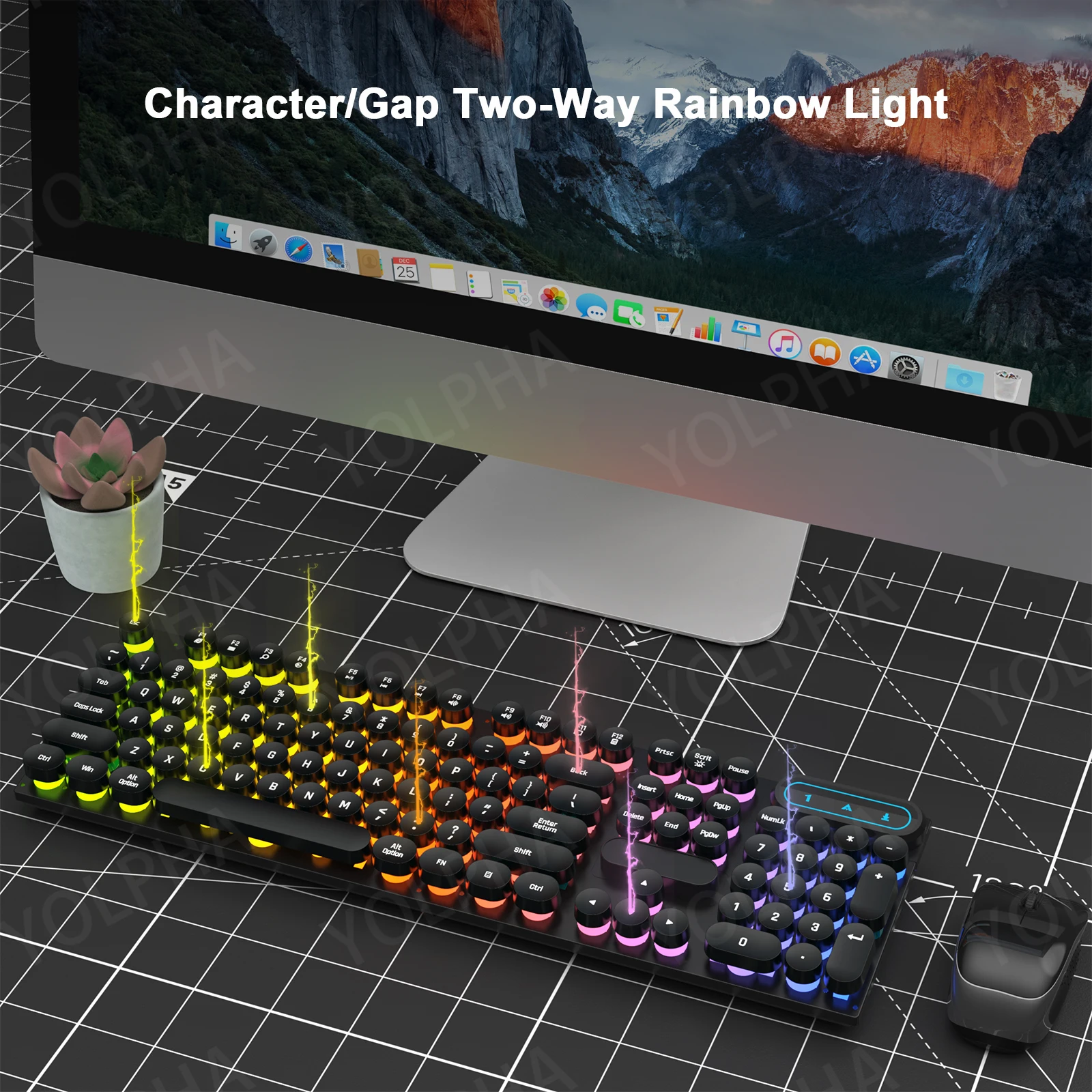 104 toetsen Mechanisch gamingtoetsenbord USB Bedraad RGB-achtergrondverlichting Ademhalingslicht Ergonomisch toetsenbord voor pc Computer Laptop Gamers Kantoor