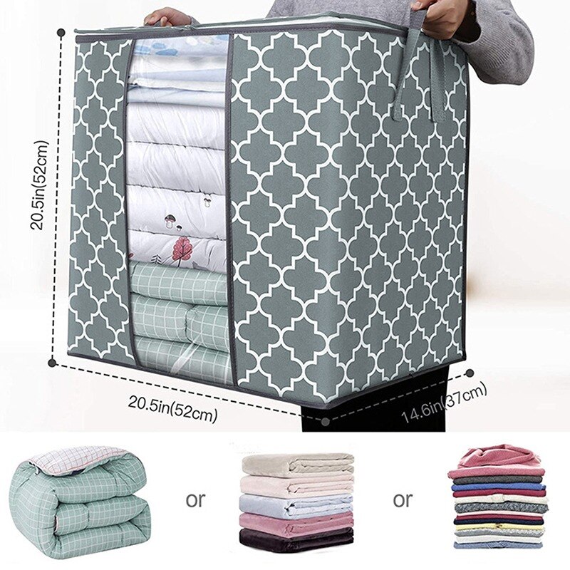 Non Woven Fabric Large Capacity Dirty Clothes Collecting Bag Quilt Blankets Storage Bags With Clear Window Clothing Organizer