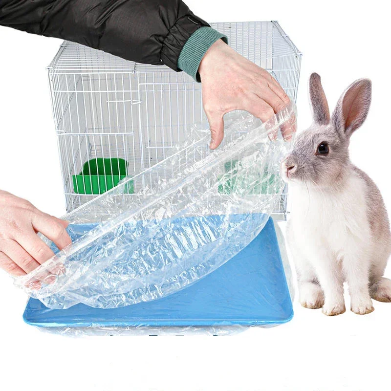 Fodera monouso per gabbia per conigli Vassoio per animali domestici Tappetino in plastica Copertura per pellicola Sostituibile Pellicola per Toilette universale Borsa per cacca per animali domestici per criceti di piccoli animali