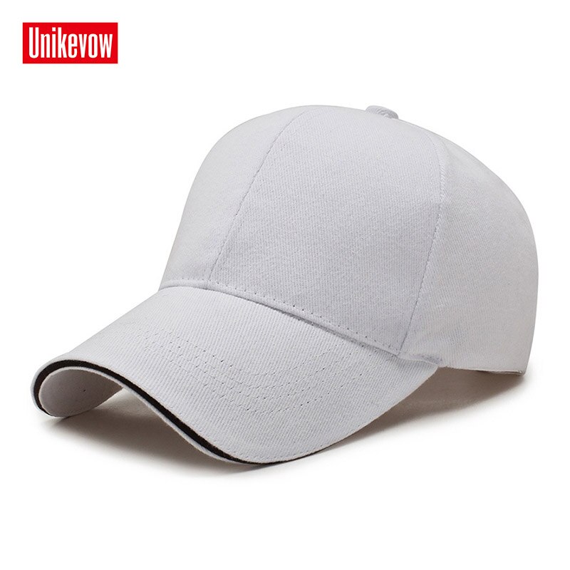 UNIKEVOW 100% cotton Simple style baseball cap For Men And Women Sports Leisure Hats Hip Hop Solid baseball cap: White / Adjustable
