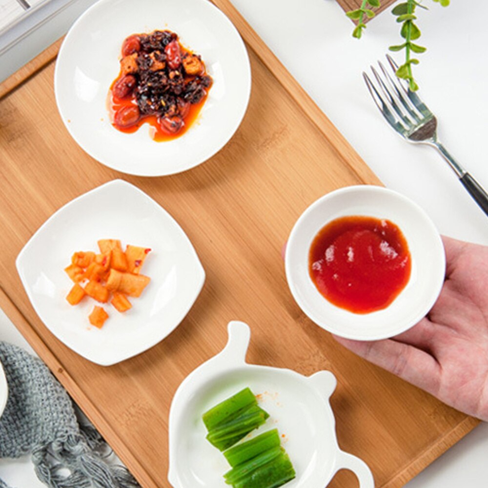 4PCS Ceramic Sauce Plate Dipping Plate Mini Seasoning Sauce Dish for Home Restaurant Hotel