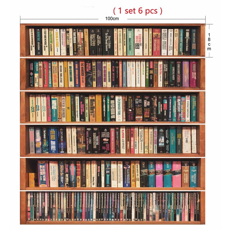 6Pcs/Set 3D Simulation Bookcase Stairs Stickers Removable Waterproof Attic Steps Home Decoration Sticker Mural