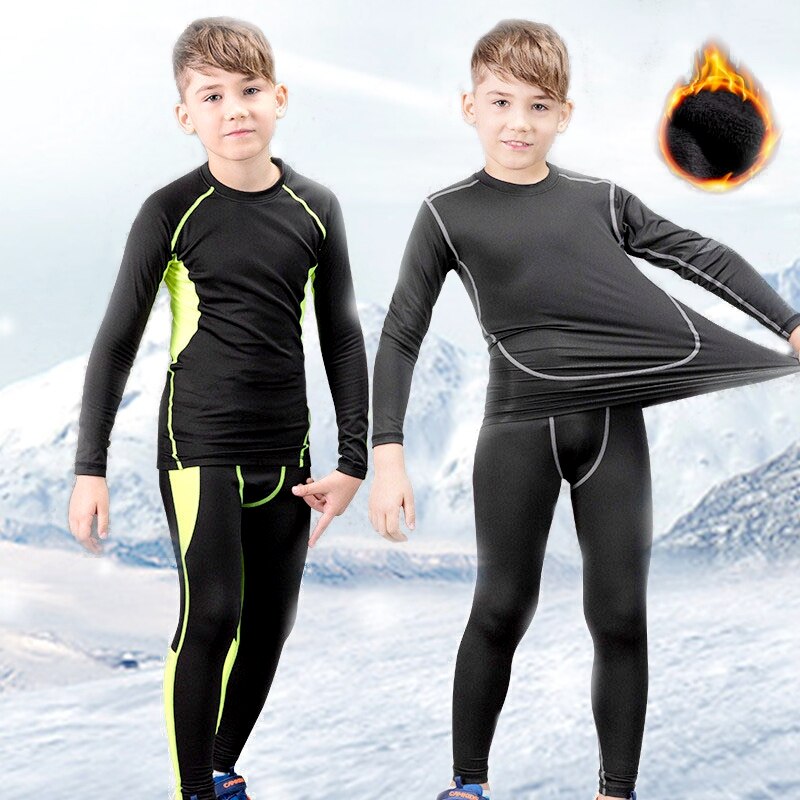 Winter Thermische Skiën Ondergoed Set Kinderen Warm Ondergoed Jongens Meisjes Sport Quick Dry Warmte Warm Tweedelige Set Ski Kleding