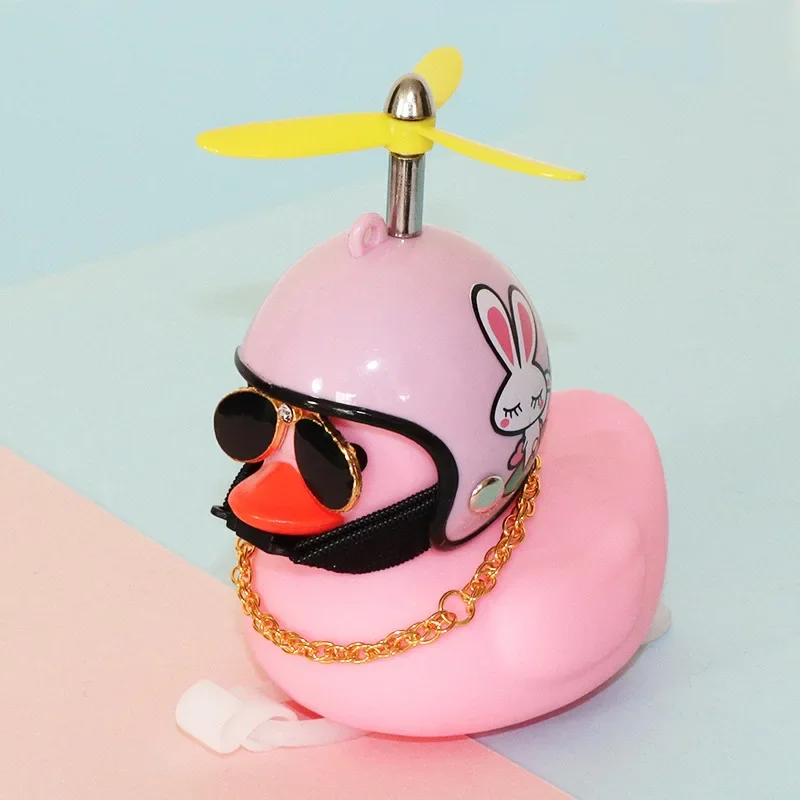 Timbre de bicicleta Daffy Pink Duck con casco, hélice, accesorios de goma para bicicleta, moto MTB, bocina de bicicleta para niños, luz de capitán de pato: Transparente