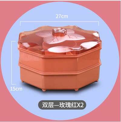 Boîte de rangement de bonbons en forme de pétale de fleur, conteneur rotatif pour aliments, noix, organisateur de bonbons: 2 layer Rose red