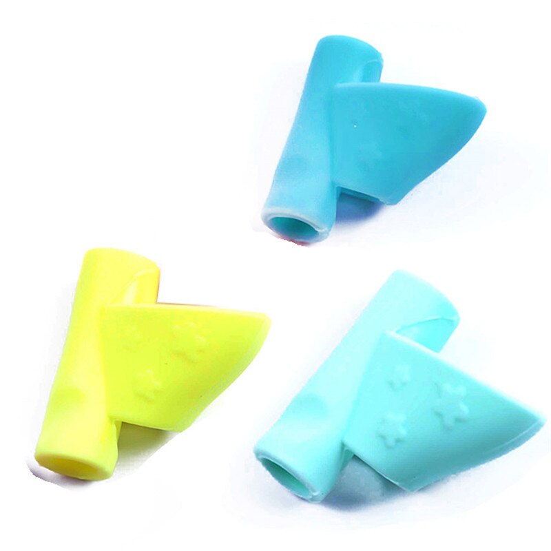 3 Pcs Silicone Pencil Grips Handwriting Aid School Supplies Stationery Ergonomic Posture Correction Pen Holder: Blue