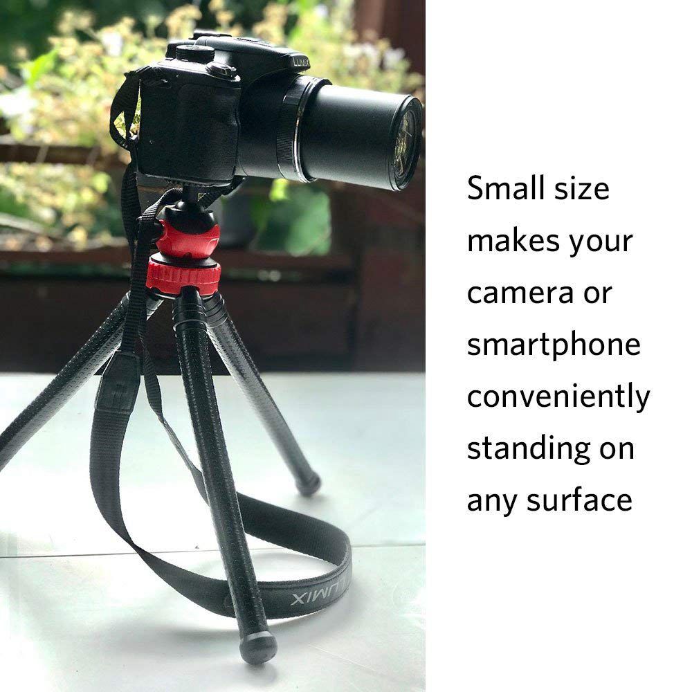 Flexibelt stativ för kameror och mobiltelefoner, med fjärrkontroll för smartphone, kompatibel med iphone, android-telefoner, dslr och ot