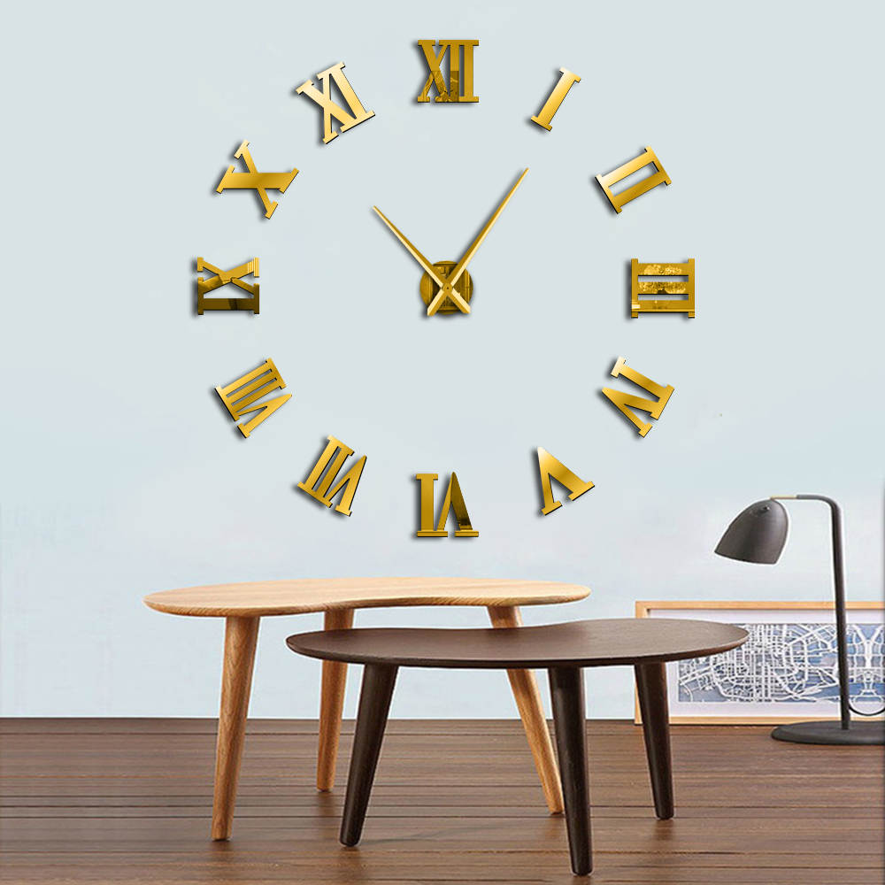 Moderne Diy Grote Wandklok 3D Spiegel Oppervlak Sticker Home Decor Art Giant Wandklok Horloge Met Romeinse Cijfers Grote klok