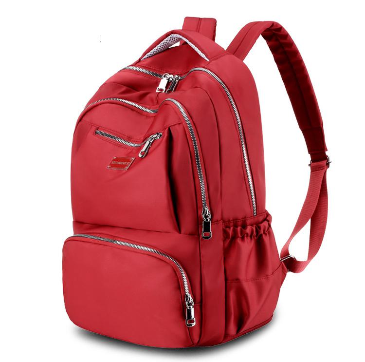 Trend kvindelig rygsæk vandtæt kvinder rygsæk ensfarvet rejse skuldertasker studerende ungdoms skoletaske til teenagepiger: Rød / 30 cm x 19 cm x 46cm