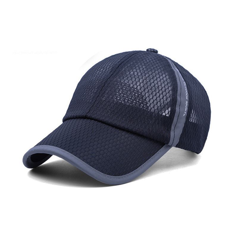 Sommer unisex par hat hurtig tør udendørs uv beskyttelse afslappet sport plaid mesh hætter: Marine blå