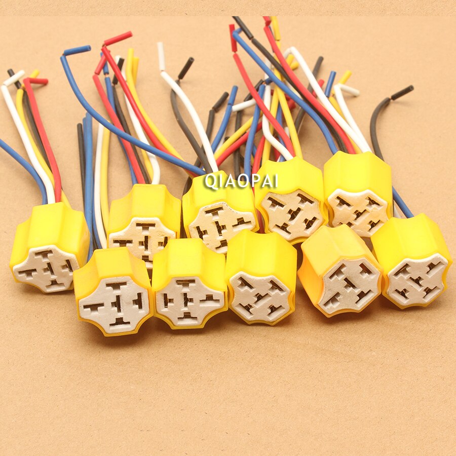 10pc Universal Ceramics 12V Relay Socket 5P Moto Automotive Relay Socket Copper 5 Wire Bulb Socket for 24V 48V Connector Relay