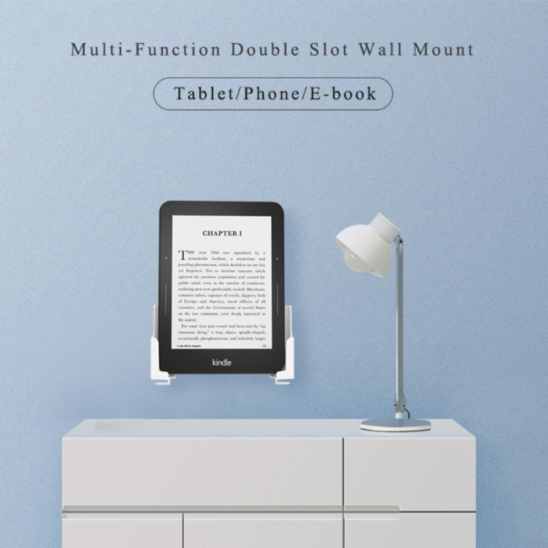 Universal Tablet PC Phone Wall Mount Bracket Holder For Adjustable Viewing Angle Double-Groove Compatible With E-Reader Kindle