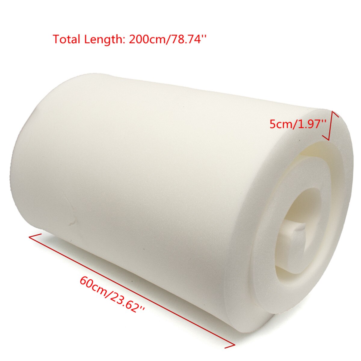 White High Density Seat Foam Rubber Replacement Polyurethane Upholstery Cushion Foam Pad Firm Foam Sheet Cushion Pads 200X60X5cm