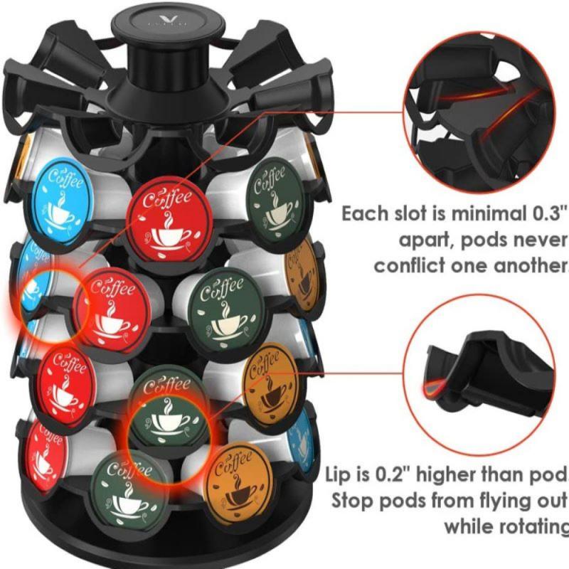 Rotatable Nespresso Coffee Pod Holder Nespresso Capsule Storage Rack Stand can hold 40pcs Capsules Storage Shelf Organizer