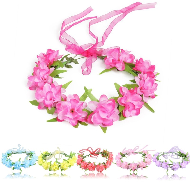 Muababy Meisjes Moana Guirlande Prinses Partij Accessoire Kids Bohemen Bloem Krans Voor Bruiloft Festival Strand Hoofdband Met Lint