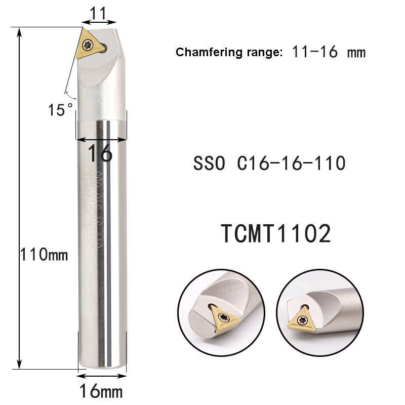 LIHAOPING 15 45 60 herramientas de biselado de 30 grados SSO SSY SSP SSH TCM C16-16-110 fresadora CNC torno cortador insertos TCMX TCMT: 28 mm