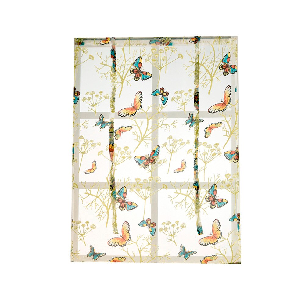 Rideau à tige relevable, beau rideau à motif papillon romantique, rideau court pour chambre à coucher, cuisine, salle de bain, décoration de maison: L