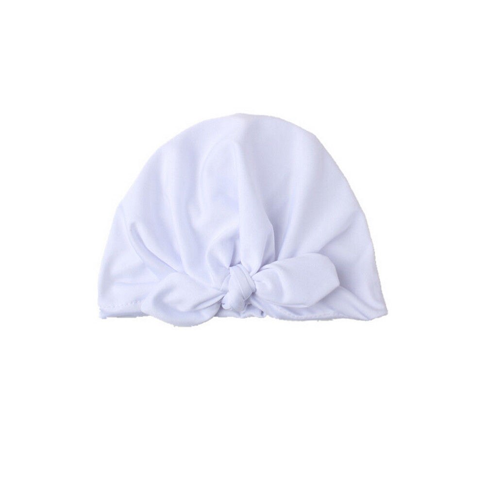 Gorro con lazo para bebé niña, gorro turbante de algodón para niño pequeño, accesorios para el cabello de la India, nuevos gorros suaves de rayón para bebé: Blanco