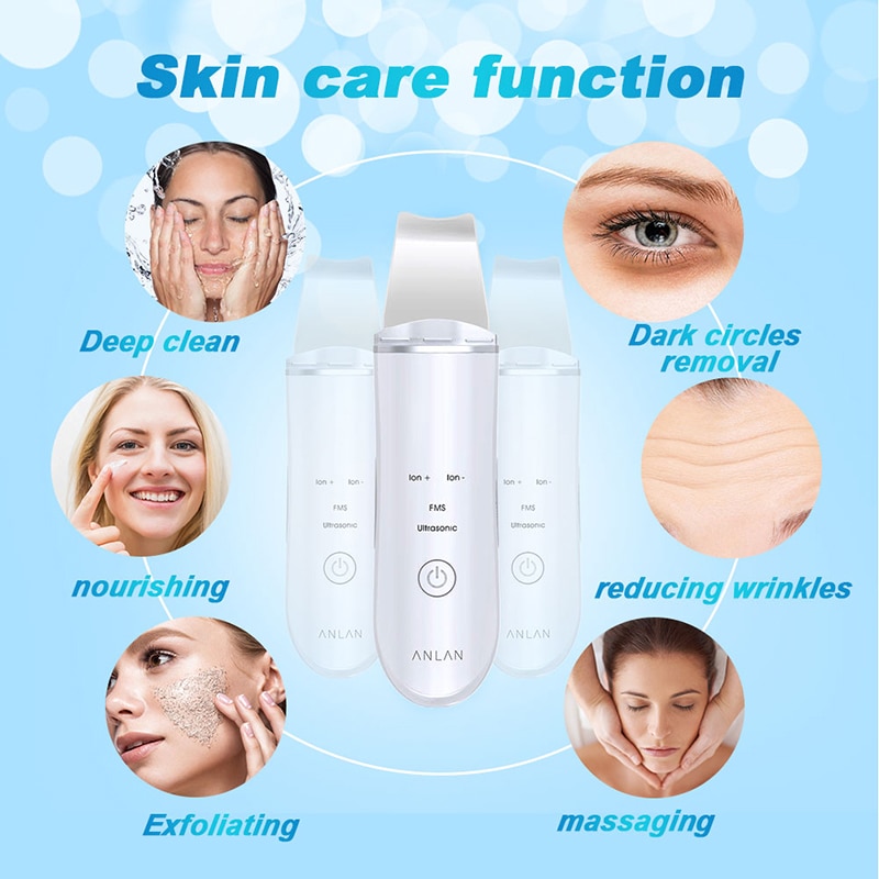 ANLAN Ultrasonic Skin Scrubber Facial Clean Machine Vibration Cleansing Removal Blackhead Exfoliating Rechargeable skin scrubber