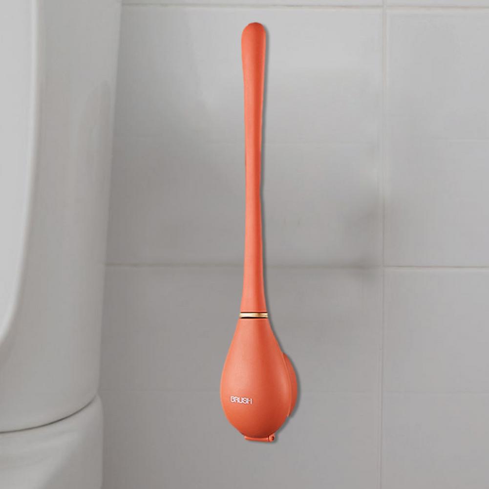 Siliconen Toiletborstel Muur Gemonteerde Automatische Reiniging Tool Wc Kloof Borstel Opknoping Flexibele Haren Borstel Badkamer Accessoires: Orange