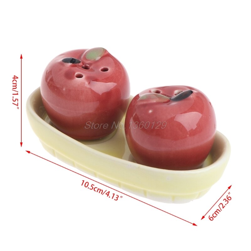 Ootdty 1 par äpple keramiska saltpeppar shakers set krydda flaska bröllopsfest