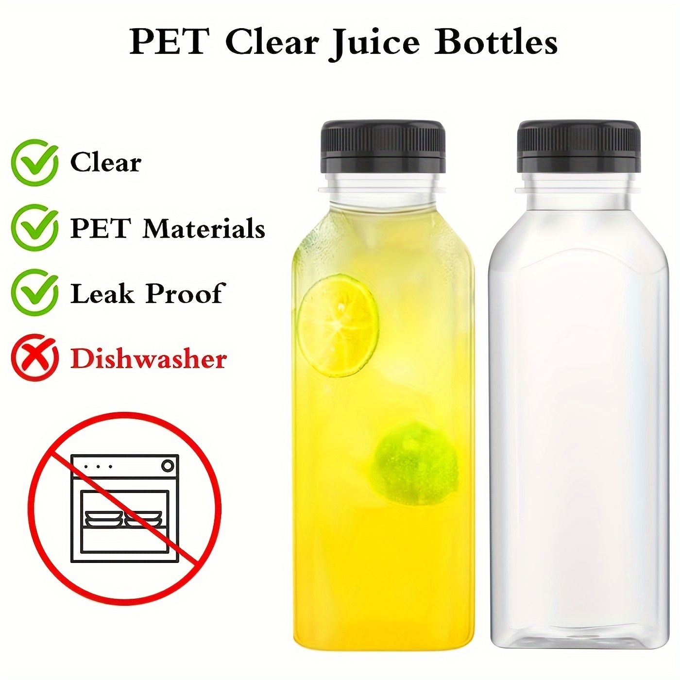 10-- 150ml-500ml lækagesikre, gennemsigtige plastikflasker til juice - perfekte til juice, smoothies, mælk og hjemmelavede drikkevarer - genanvendelige bulkbeholdere