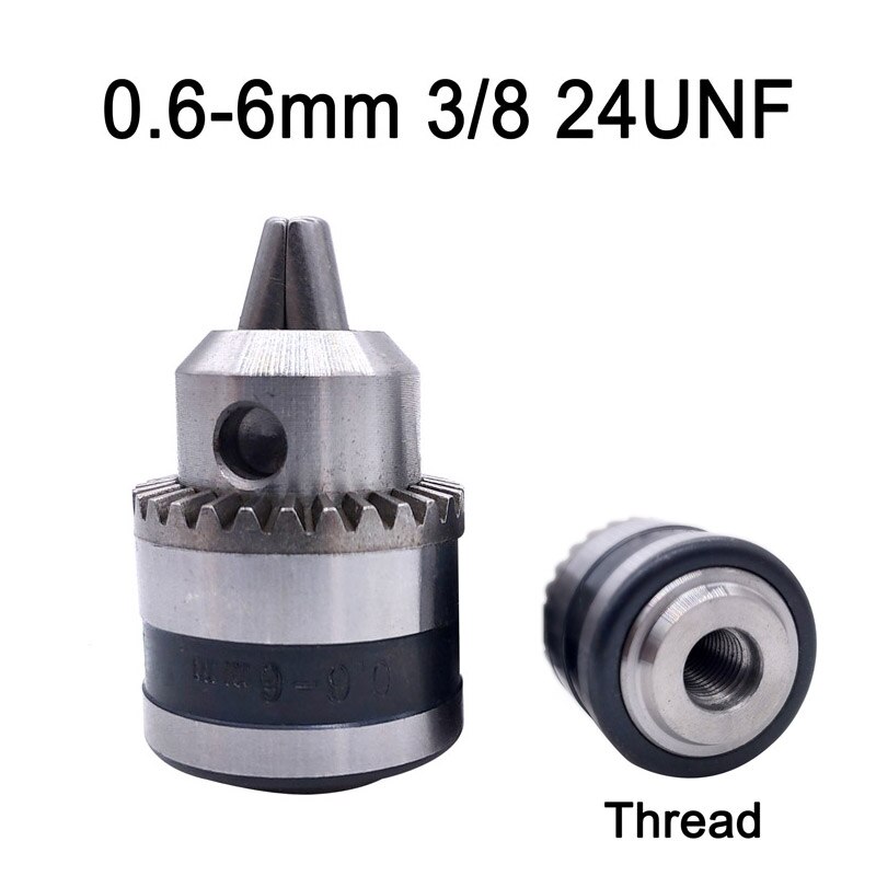 1pcs 0.6-6mm B10 3/8 24UNF Thread Drill Chuck Conversion Drill Chuck Wrench Into Electric Drill Keyless 3 Jaw Chuck: 0.6-6mm 24UNF