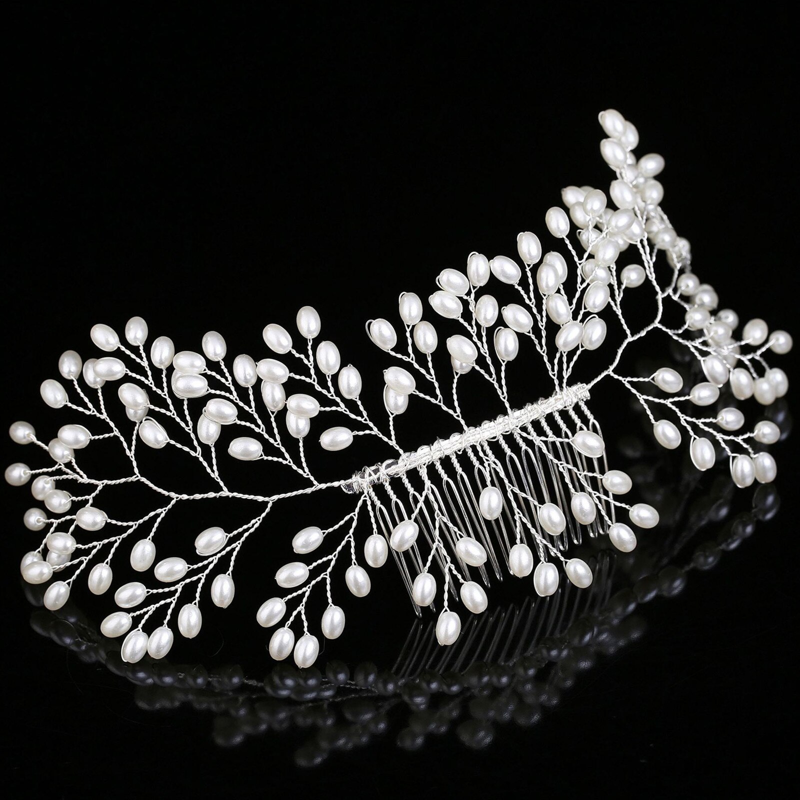 Bridal Wedding Hair Comb Handmade Pearls Headpiece Hair Pins Hair Accessories for Brides Bridesmaids Women Girls Wedding Dresses