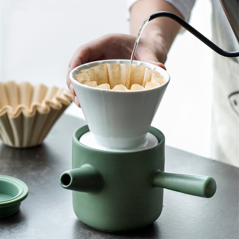 GURET-tasses à café en céramique | Lot de 1 papier gratuit, Portable V60 entonnoir, filtres goutte à goutte, cône 2 en 1 cafetière expresso café