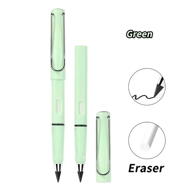 Eternal Pencil Unlimited Writing No Ink Pen Pencils for Writing Art Sketch Stationery Kawaii Pen School Supplies: WHITE