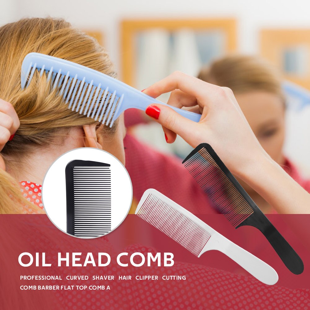 Black Curved Shaver Hair Clipper Cutting Comb Barber Flat Top Comb Anti-static Salon Cutting Comb Hairdressing Brush