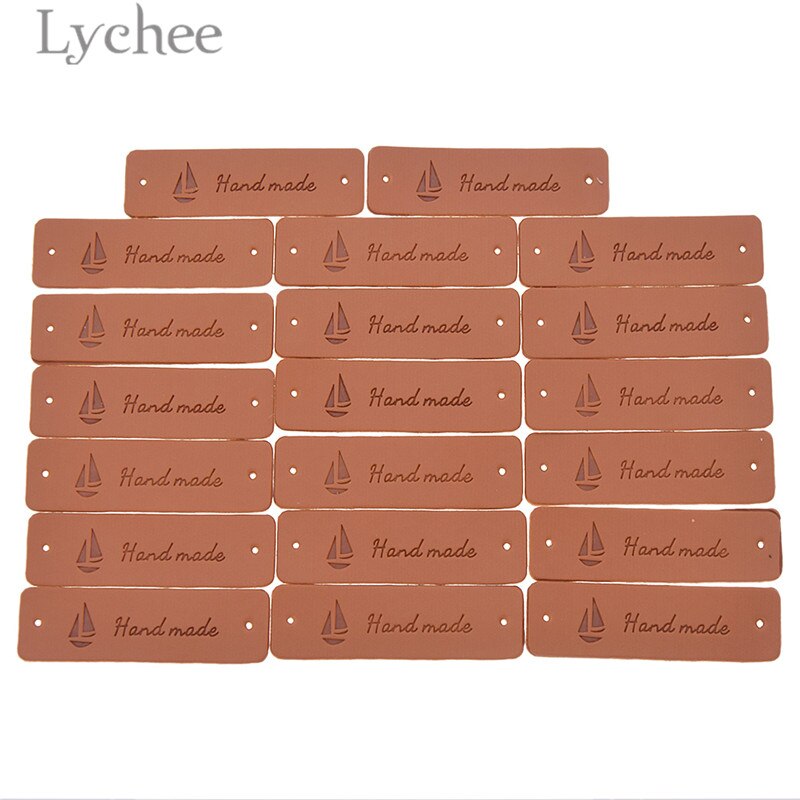Lychee life 20 stk håndlavet pu læderetiketter brev præget tags diy syforsyning tilbehør til tøj tasker sko: 5