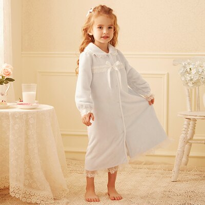 2 colori simpatici indumenti da notte per bambini Toddler Baby Princess colletto rovesciato flanella accappatoio accappatoi con cappuccio pigiama da notte: blue / L Height 115-125cm