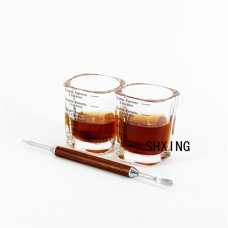 Tasse carrée en verre de 60ml, tasse à mesurer graduée, concentré, expresso, café, Pot à lait: Pull flower suit