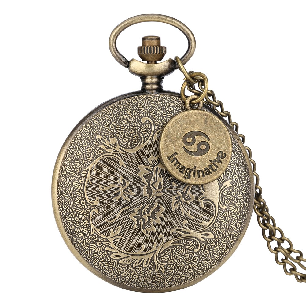 Lange Ketting Zakhorloge Mannen En Vrouwen Quartz Zakhorloge Vintage Bronze Dial Uitgeholde Cover Arabisch cijfers