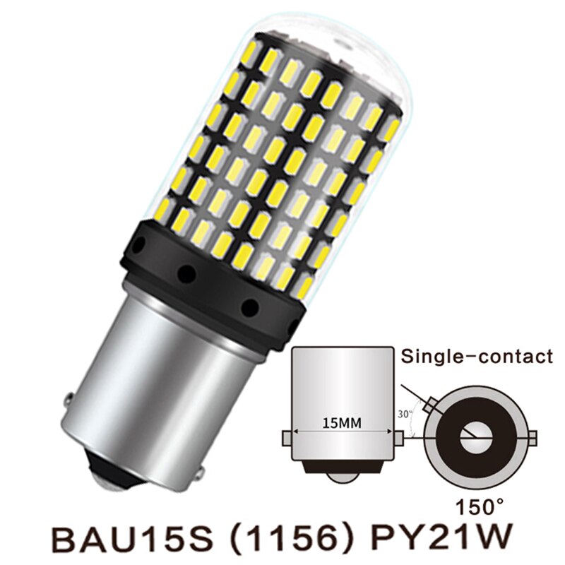 Luz Led de marcha atrás para coche, Bombilla de señal de giro automática, superbrillante, BA15S, P21W, 1157, BAY15D, P21/5W, 12V, blanco, rojo: 1156 bau15s py21w / Yellow