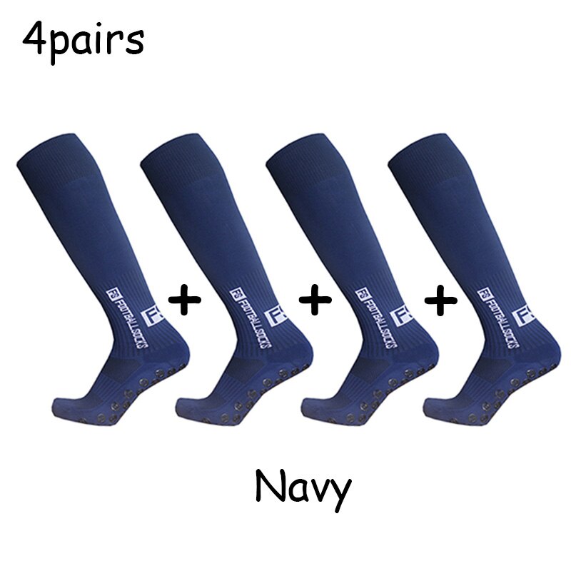 Long FS Football Socks Non-slip Silicone Sole Compression and Breathable Professional Football Socks: navy
