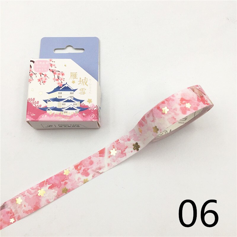 Cinta Washi romántica de estilo japonés, 15mm X 5m, Washi Tape Wave crane Sakura, cinta adhesiva decorativa para álbum de recortes, soporte escolar: 06