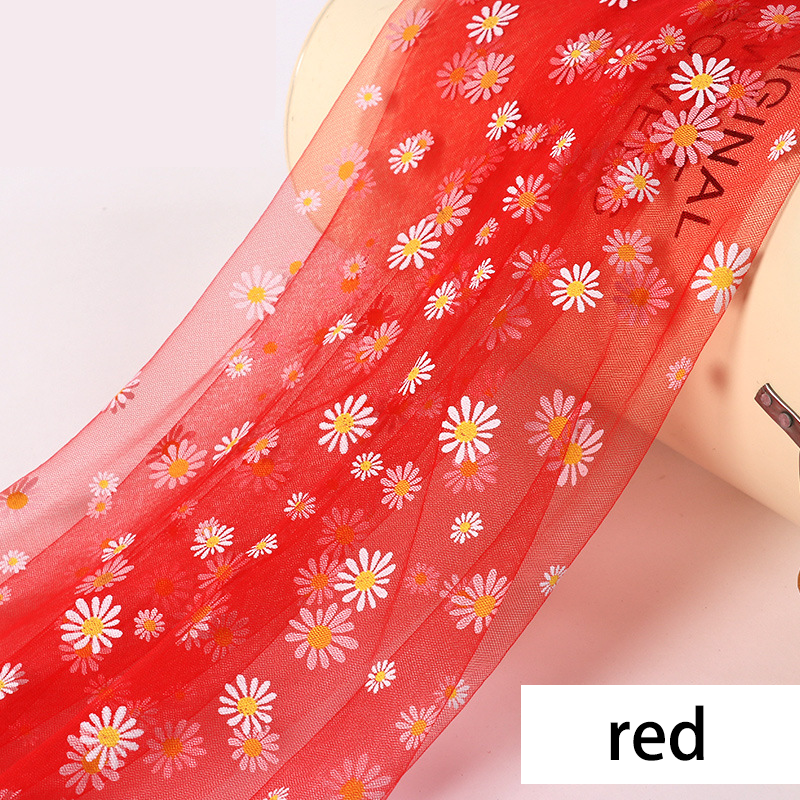 Tissu en Tulle imprimé marguerite de 160cm de large, robe d'été pour filles, robe de princesse faite à la main, rideau pour vêtements pour femmes, tissu décoratif: L / Rose