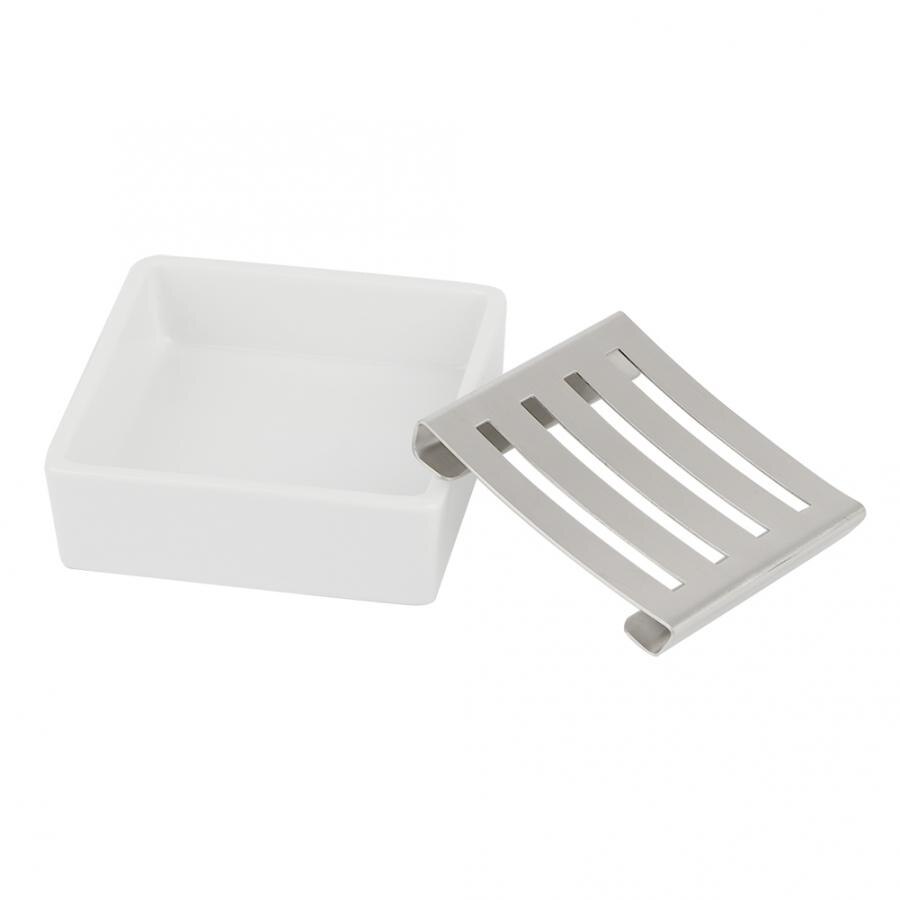 Zeepbakje keramische zeepbakje roestvrijstalen zeephouder voor douche dubbele laag afdruipzeepdoos draagbare zeepbakjes